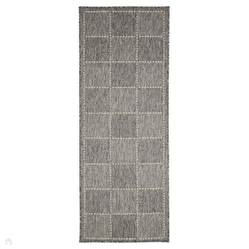 Flatweave Gel Check Steel Grey Runner-Melrose-Rug Love - The Most Loved Rug Store